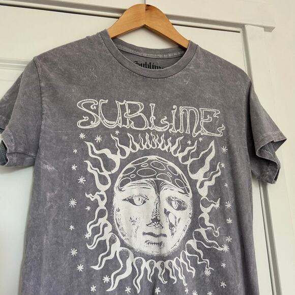 Sublime Classic Sun Acid Wash Graphic Tee Mens Small Gray Unisex Short Sleeve - Picture 2 of 6